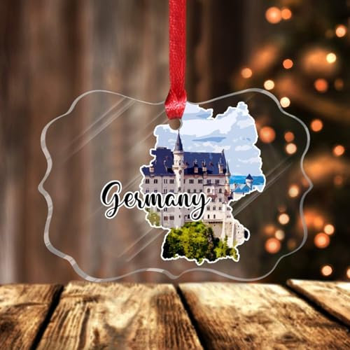 Deutschland Wahrzeichen Landschaft Ornament für Weihnachtsbaum Dekor Deutschland Karte Personalisierte Weihnachtsschmuck 2024 Klar Acryl Hängende Ornamente Weihnachten Andenken Geschenke