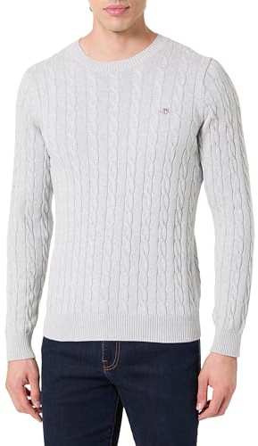GANT Pullover Langarm Rundhals Kabelstrick beige