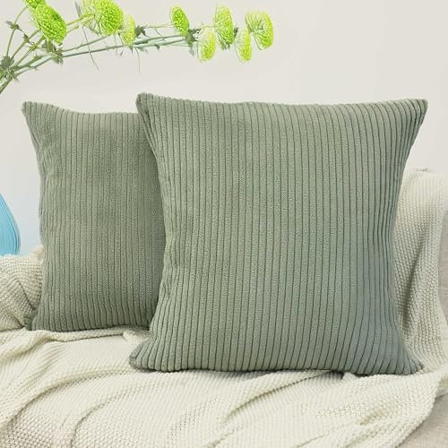 Amilian 2er Set Kissenbezug 50x50 cm - Bezüge für Sofakissen, Dekokissen, Zierkissen - Kissenhüllen 50 x 50 cm - Kissenhülle Blattpoesie