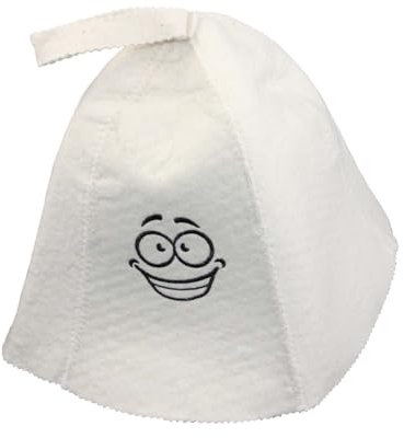 Saunahut Sauna lachendes Gesicht, aus Filz Filzkappe Saunamütze Saunakappe Stickerei