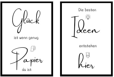 EQUIK PRODUCTS Toilettenposter | 2er-Set Lustige WC-Poster | 400gsm Premium-Karton | Moderne & humorvolle Toiletten-Deko | Witzige Sprüche für Gäste-WC & Badezimmer (Sitzung des Tages)