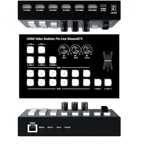 4K Mixer Video Multiformat Switcher, 4 Channel Multi Camera atem Mini pro Live for Live Broadcast Streaming Production Video Mixer Switcher Station Type C Record