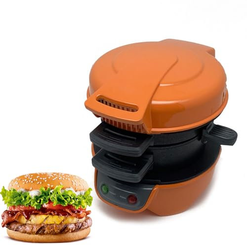UKDUANWEI Macchina Multifunzionale per Hamburger, pressa elettrica per Hamburger Macchina per la Colazione per Hamburger Bistecca Pancetta (Brown)