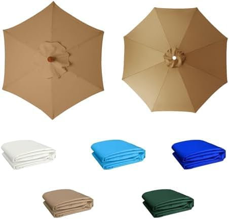 YZTTCD Tela Para Sombrilla de Fundas de Repuesto Para Sombrilla,2-3,5 M, Con Borde de Repuesto, Resistente A La Decoloración, Playa Y Piscina, Color Caqui, 8 Varillas: 3,5 M/11,5 Pies