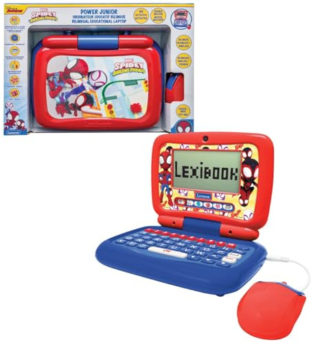 Lexibook, Spidey Ordinateur Éducatif Enfant, JC398SPi1 | Français/Anglais, 40 activités, Méthode syllabique et ludique, 3 Histoires animées, Clavier et souris réalistes