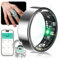 Lozltx Smart Ring 5.Generation【Militärgeprüftes Titan-Design & IP68】 Smartring 【JZ5.0-Chip】 Fitness Ring- 200 Modi für Android IOS Smartringe für Silbrig #10 Blutsauerstoff