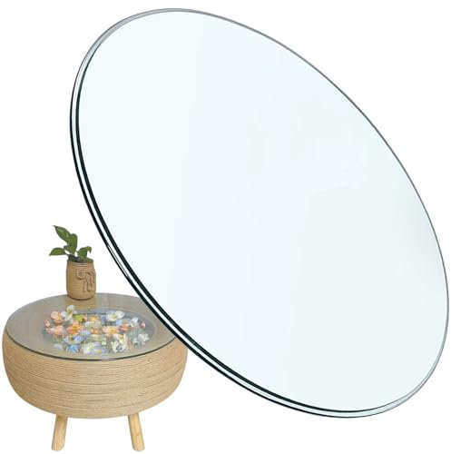 Mesa de cristal templado, redonda, 35 cm a 100 cm, impermeable y resistente al calor, bordes lisos, para comedor, mesa de centro, oficina, tapas de cristal de alta calidad
