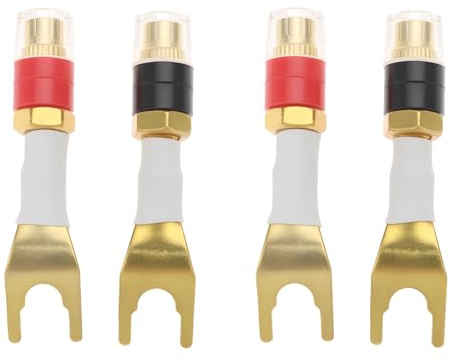 EMSea 2 Pairs Spades Fork Plug to Twist Binding Post Banana Female Jack Socket for Speaker Amplifier Instrument