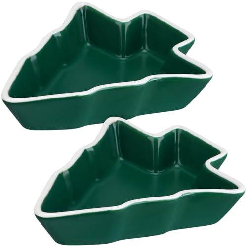 Cabilock Dekor Weihnachtsteller 2 Stück Weihnachtsbaumförmige Teller Porzellan Weihnachtsschale klein Soßenteller Servierschalen Für Süßigkeiten plätzchenteller Snacks Kekse Soße
