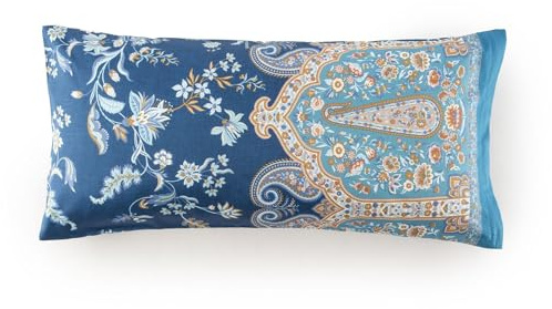 Bassetti Indian Roses Kissenhülle zu Bettwäsche aus 100% Baumwollsatin in der Farbe Blue B2, Maße: 40x80 cm - 9333309