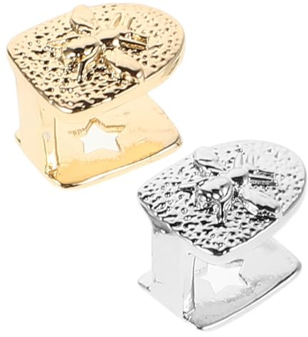 Yardenfun 2 Stück Einzelzahnkappen mit Bienenmuster Modische Metall tooth grills Sicherer Sitz Fein Verarbeitet Unisex Schmuck für Hip hop Party und Kostüm