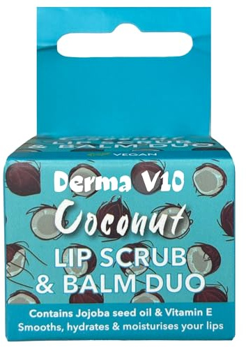 DERMA Coconut Lip Scrub & Balm Duo – Two-in-One Exfoliating & Hydrating Lip Care Kit for Soft, Smooth Lips