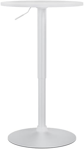 CLP Stehtisch rund höhenverstellbar Xanten, Bartisch drehbar mit stabilem Gaslift, Metallgestell pulverbeschichtet rutschfest Farbe weiß/weiß Größe Ø 52 cm