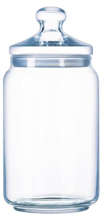 Luminarc Tarro Club de vidrio 1 L | Transparente, Vidrio, forma redonda, acabado brillo, 1 L, cierre a presión, junta de silicona, con válvula, fácil de limpiar