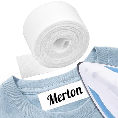 Iron On Name Labels for Clothes, 5M X 2CM Name Tags for Clothes, Clothing, School Supplies, Ideal for School, Nursery, Care Homes