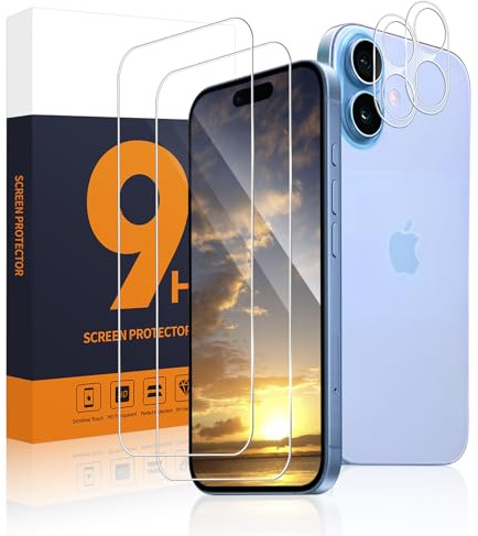 Carantee 2+2 Stück Schutzfolie für Panzerglas für iPhone 17 5G, 2.5D Hülle Freundllich Ultradünn Ultra-Klar 100% Touchgenauigkeit 9H Härte Anti-Scratch iPhone 17 Displayschutzfolie