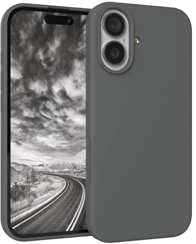 EAZY CASE Premium Silikon Hülle für iPhone 17 - Handyhülle, Stoßfest, Schutzhülle mit Kameraschutz, Kratzfester weicher Mikrofaser-Innenfutter, Slim Liquid Silikon Cover Case Bumper - Dunkelgrau Grau