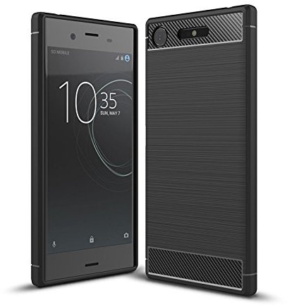 Cruzerlite für Sony Xperia XZ1 hülle, Kohlefaser Textur Design Abdeckung Anti-Scratch Stoßdämpfung Schutzhülle für Sony Xperia XZ1 Case (2017) (Black)