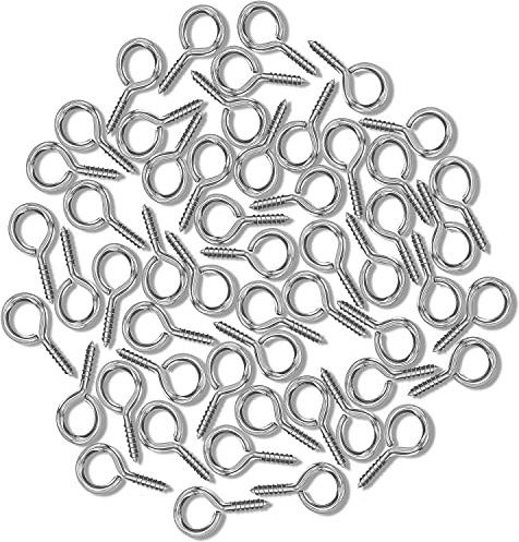100PCS 1 inches Small Screw Eye Pins, Eye pins Hooks, Eyelets Screw Threaded Silver Clasps Hooks Eye Screws, Silver Color Zinc Plated Eyelet Hooks.