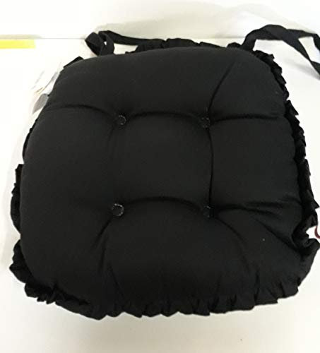 Jumbo-Stuhlkissen, luxuriös, extra tief, dick, Vintage-Stil mit Rüschen, 100 % Baumwolle, in verschiedenen Farben erhältlich, Schwarz, 4 Stück