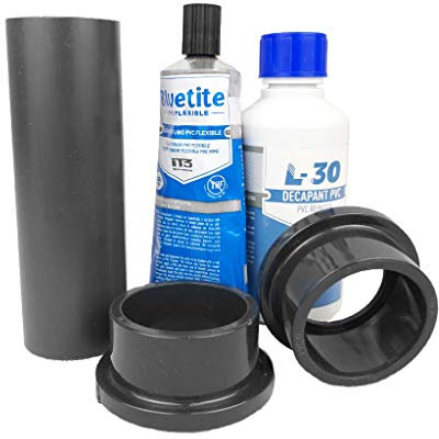 well2wellness® PVC Reparatur-Set und Ersatzteil-Set mit 10cm PVC Druckrohr 50mm