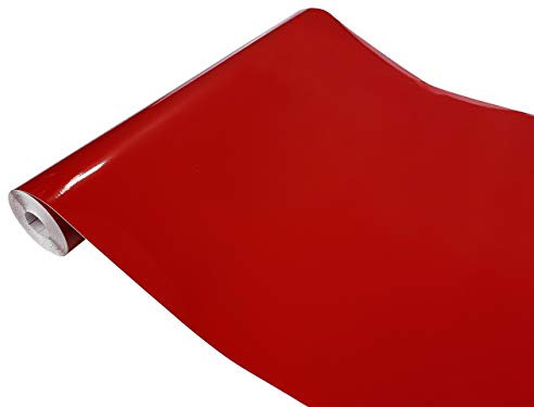 DecoMeister Klebefolie Möbel 45x200 cm | Selbstklebende Möbelfolie in glänzend und matt - PVC Folie für Möbel | Selbstklebende Folie für schnelle Umgestaltung und Renovierung | Signalrot Glanz