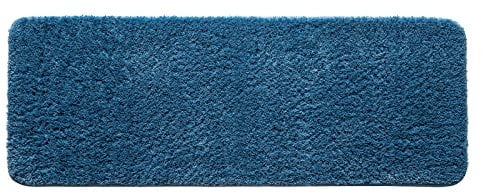 MIULEE 1 x Rectangular Bath Mat for Shower Non-Slip Soft Comfortable Tabis Absorbent Soft Microfibre Toilet Bath Mat 45 x 120 cm Blue