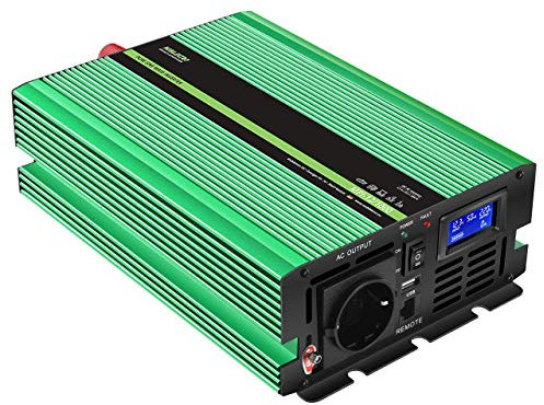 MOBILEKTRO® 1000W Reiner Sinus-Spannungswandler 12V auf 230V MPI-12/1000 Wechselrichter mit USB-Port incl. Fernsteuerung und LCD-Anzeige Inverter Konverter mit Spitzenleistung 2000 Watt