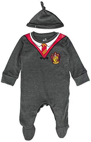 Lizenzierter Harry Potter Baby-Strampler mit Mütze Gryffindor für Jungen oder Mädchen, anthrazit, 6-9 Monate