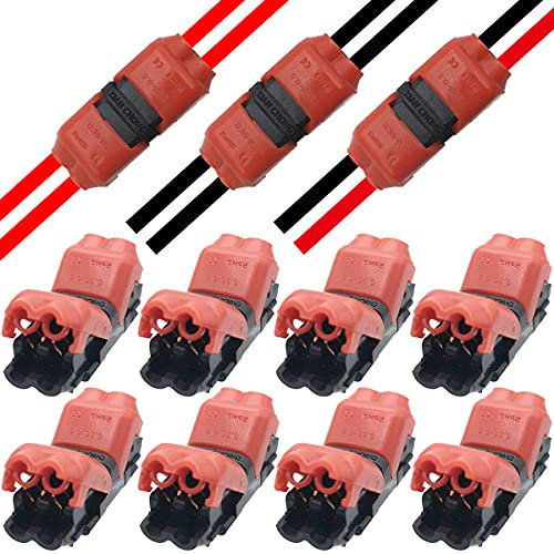 Verbinder Niederspannung,CTRICALVER H Typ Kabelverbinder 2 Pin, ohne Draht-Abisolierung erforderlich, für Drähte 0.35-0.5mm²(20/22 AWG) Kabel(8pcs)
