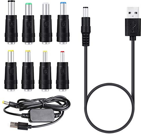 Waremew 8 Port Adapter USB to DC Power Cable & USB 5V to DC 12V Converter Voltage Converter Power Cable Bluetooth Headset (Under 2A Max for 8 Watts)