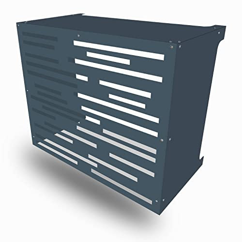 Cache pour climatiseur extérieur Anthracite Résistant Climatisation Coffre Climatiseur Mural Aluminium Composite (Motif Traits, Grand Anthracite)