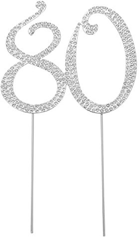 VALICLUD 80 Kuchen Topper Geburtstag 80Th Jahre Alt Strass Silber Kuchen Topper Glitter Foto Requisiten 80Th Anniversary Kuchen Topper Geburtstag Party Liefert