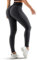 Oielai Tik Tok Damen Sport Leggings, High Waist Push Up Boom Booty Leggings mit Bauchkontrolle, Lange Sporthose Fitnesshose Yoga Leggings für Damen Mädchen, Schwarz/Grau, XXL