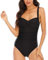WIN.MAX Une pièce Maillot de Bain contrôle du Ventre Maillot de Bain rembourré froncé, Grande Taille pour Femmes Vintage Push Up Monokinis, pour Cupule C à DD