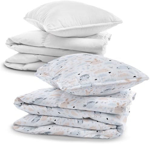 Kinderbettwäsche Baby Bettwäsche 100x135cm aus Baumwolle - Kinder Set von Duvet Cover und Kissenbezug 40x60 cm mit Bettdecke und Kissen für Kleinkind Junge und Mädchen Babybettwäsche