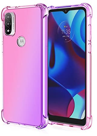 HONLEN Funda para Motorola Moto e20 / Moto e30 / Moto e40 Carcasa, (6.5 Inches) Gradiente Transparente TPU Silicona Case, Protección de Esquina Mejorada Cover Rosado Morado