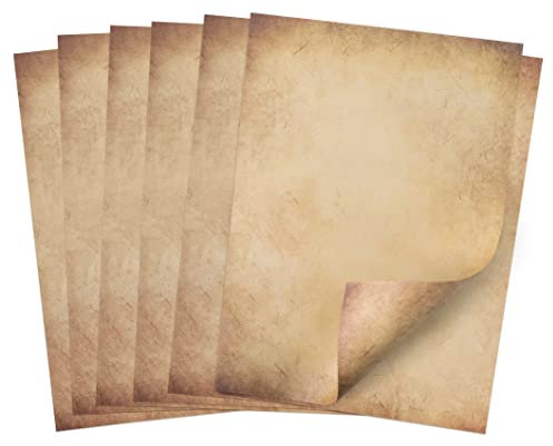 25 Feuilles Papier Parchemin Vintage Format DIN A4 pour Invitation d'anniversaire Calligraphie Imprimé Recto Verso