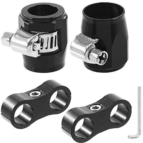 Swpeet 5Pcs 10AN Rubber Hose Connector with Pipe Clamps and Hose Separator Clamp Assortment Kit, Including Wrench and Hose Finisher with Screw Band Clamp Fuel line Hose Fitting Adapter for 5/8 Hose