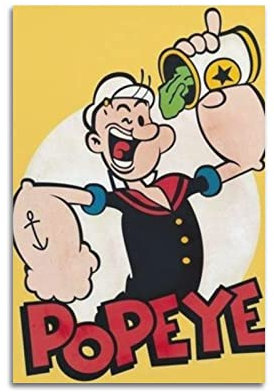 LIOONS Anime Popeye Eats Spinat Poster Dekorative Malerei Leinwand Wandposter und Kunstbild Druck Moderne Familie Schlafzimmer Dekor Poster 60 x 90 cm