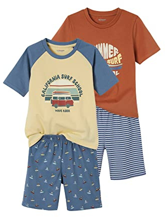 VERTBAUDET Sommer-Surf-Pyjashorts für Jungen, 2 Stück, Jeans-Blau, 14 Jahre