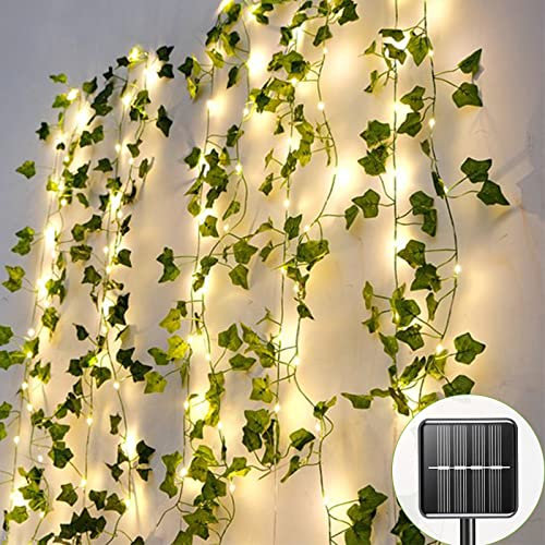 A.bigwhale Lichterkette Außen Solar, Efeu Lichterkette mit 120 LED Lichterketten Outdoor 12M, Solar Lichterkette Aussen Wetterfest 8 Modi für Garten Balkon Terrasse Zimmer Deko