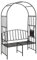 RELAX4LIFE Gartenbank mit Rosenbogen, 2-Sitzer Bank aus Metall mit Rankgitter & Netztasche, Dekorativer Wetterfester Torbogen für Garten, Hochzeit & Zeremonie, 116 × 51 × 206 cm, Schwarz