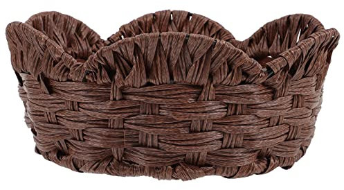 Panier à Pain tissé Panier de Nourriture en rotin imité Fruits Bonbons Snack Bol Pain Serving Basket Tabletop Food Container for Home Kitchen Restaurant