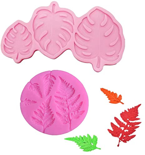 2 Stück Blätter Silikonform Tropische Blätter Fondant Form Dekorationsform 3D Blätter Gießformen DIY Kuchen Backform für Zucker, Süßigkeiten, Schokolade, Kuchendekoration