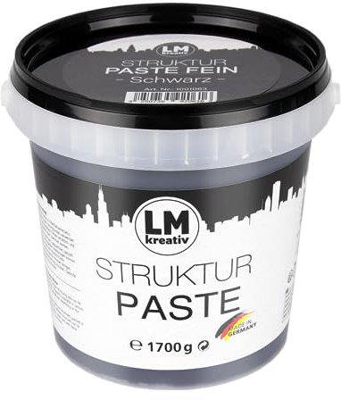 LM-Kreativ LM Struktur Paste fein 1,7 KG - Schiefer Schwarz - Strukturpaste für Leinwand - Perfekt für Bilder im Wohnzimmer, Flur, Schlafzimmer, Büro