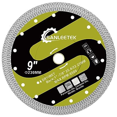 Disque Diamant pour Carrelage 230mm - X Maille Découpeuse Disque pour Carreaux Céramique Porcelaine Marbre Pierre Artificielle pour Scie Circulaire SANLEETEK