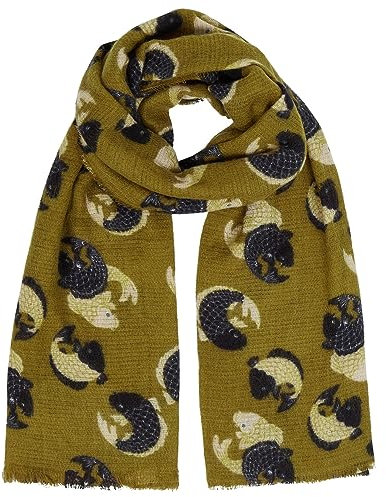 King Louie Damen Schal gewebtes Halstuch Länge 215 cm mit schönem Grafik-Muster (08240 Koi (807 - Chartreuse Yellow))