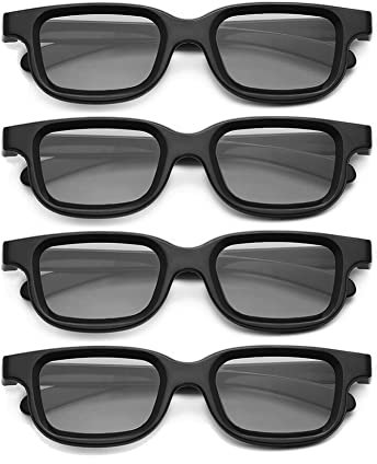 Azwamkue Polarisierte passive 3D-Brille für 3D-TV, echte 3D-Kinos für 3D-Gaming und TV-Rahmen, 4 Stück