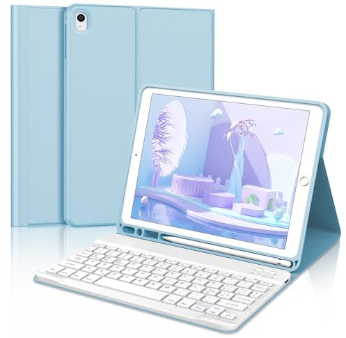 FOGARI Tastiera Italiano per iPad 9 Generazione - Custodia Tastiera per iPad 10.2 2021, con Tastiera Rimovibile e Portapenne, Custodia con Tastiera per iPad 9a/8a/7a, iPad Pro 10.5, iPad Air 3, Blu